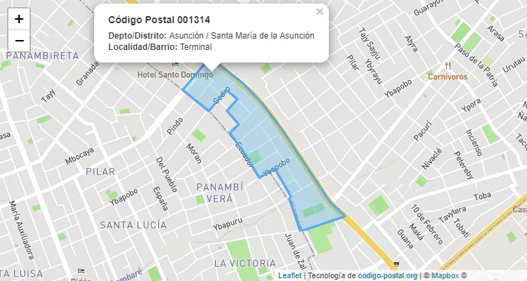 Código Postal Terminal, Santa María de la Asunción - Asunción