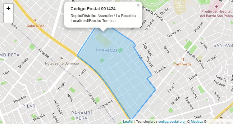 Código Postal Terminal, La Recoleta - Asunción