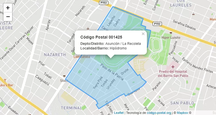 Código Postal 001425 - Paraguay