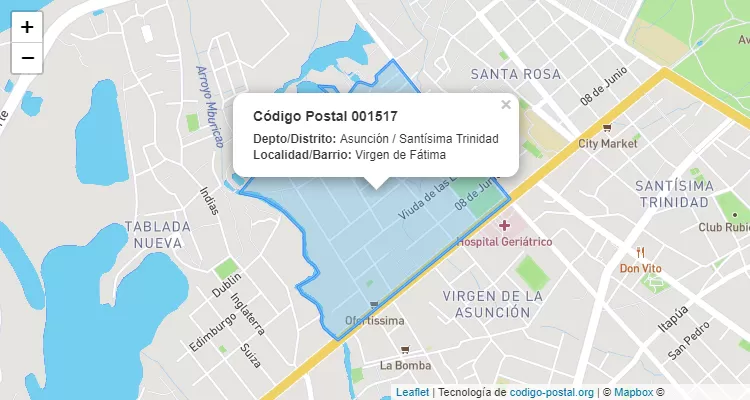 Código Postal Virgen de Fátima, Santísima Trinidad - Asunción