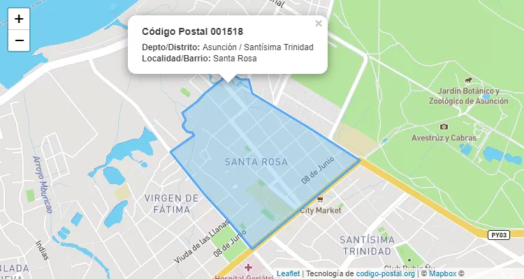 Código Postal Santa Rosa, Santísima Trinidad - Asunción