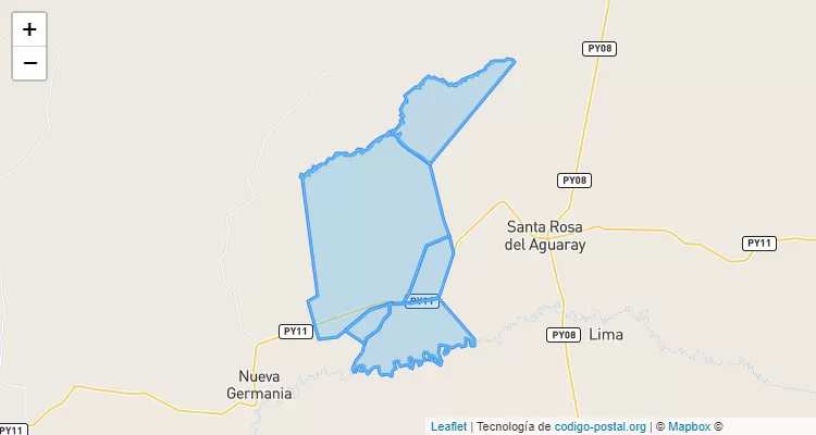 Código Postal Chamorro Kue, Nueva Germania - San Pedro