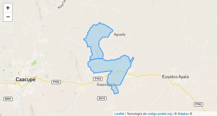 Código Postal Tujukua, Eusebio Ayala - Cordillera