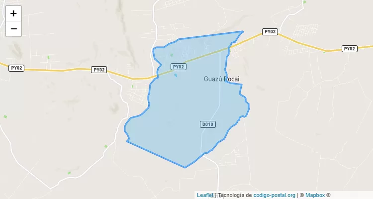 Código Postal Guasu Rokai, Piribebuy - Cordillera