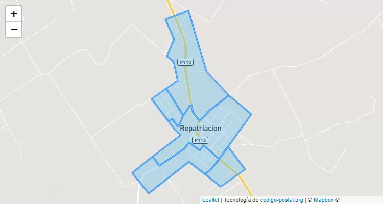 Código Postal Planta Urbana, Repatriación - Caaguazú