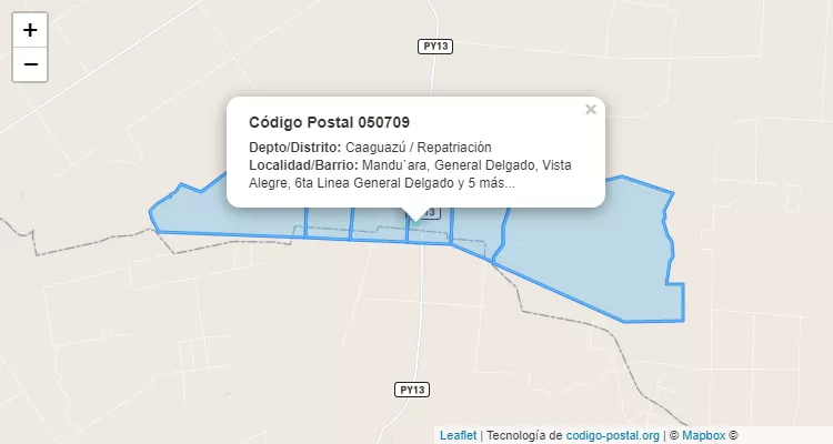 Código Postal 4ta Linea Caballero Alvarez, Repatriación - Caaguazú