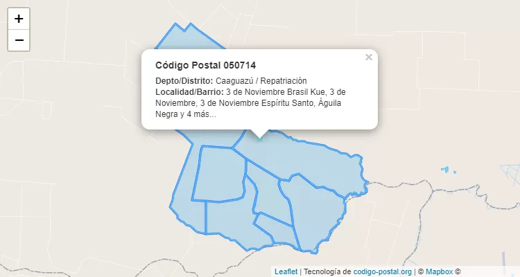 Código Postal 3 de Noviembre, Repatriación - Caaguazú