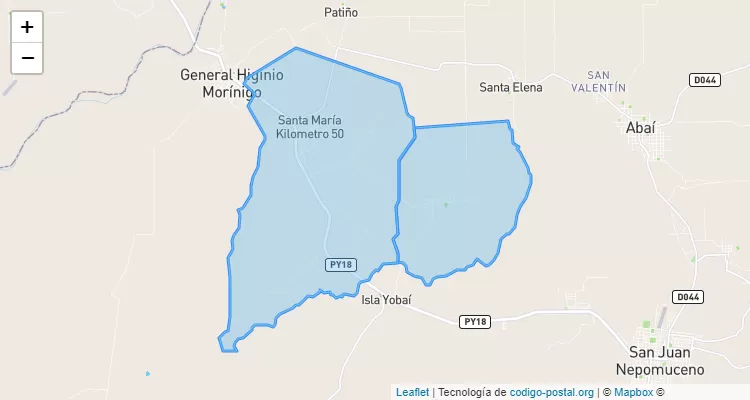 Código Postal Pindoju, Gral. Higinio Morinigo - Caazapá