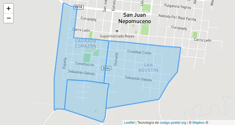 Código Postal San Agustín, San Juan Nepomuceno - Caazapá