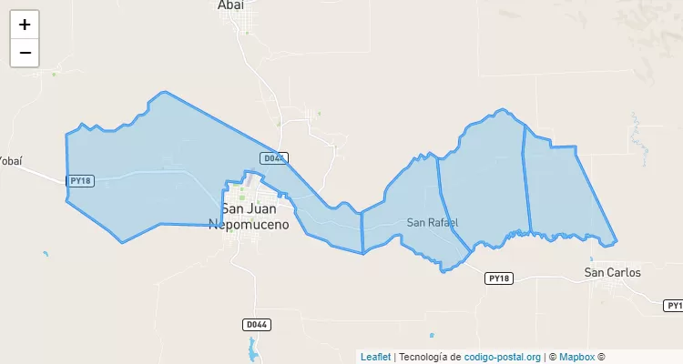 Código Postal San Rafael, San Juan Nepomuceno - Caazapá