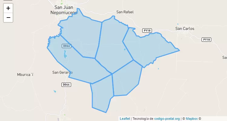 Código Postal Viju, San Juan Nepomuceno - Caazapá