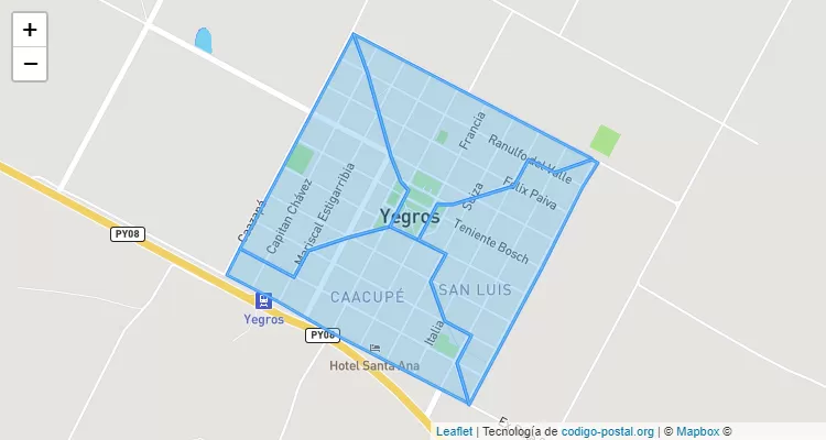 Código Postal San Luis, Yegros - Caazapá