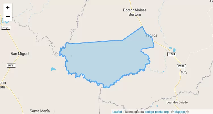 Código Postal Puesto Naranjo, Yegros - Caazapá