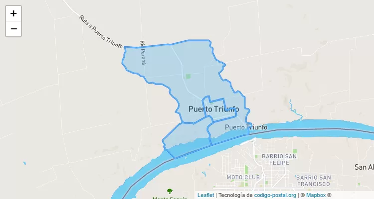 Código Postal Puerto Triunfo, Natalio - Itapúa