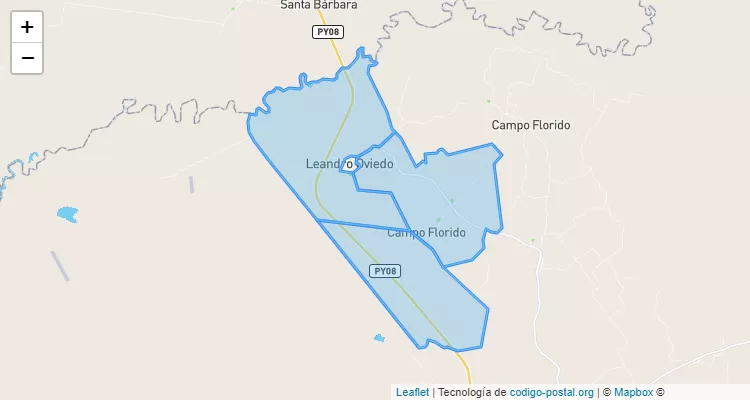 Código Postal Campo Florido, José Leandro Oviedo - Itapúa