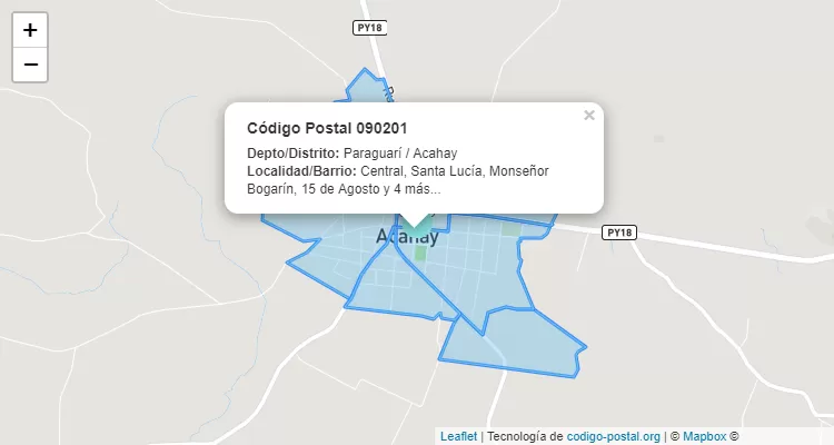 Código Postal Santa Lucía, Acahay - Paraguarí