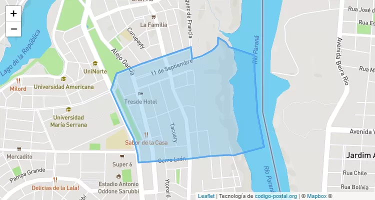 Código Postal Juan E O`leary, Ciudad del Este - Alto Paraná