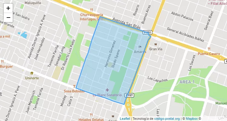 Código Postal San José, Ciudad del Este - Alto Paraná