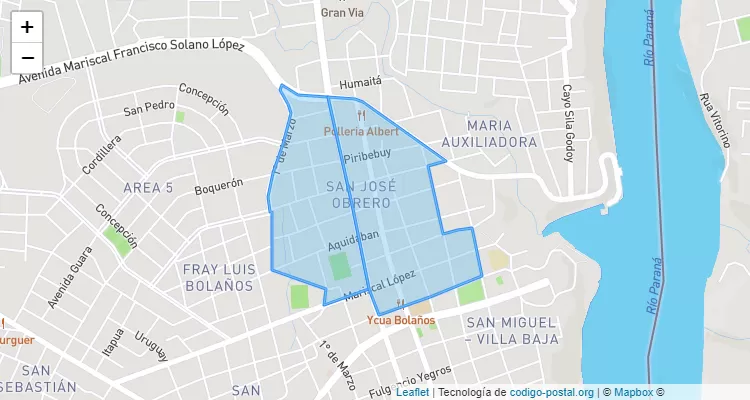 Código Postal San José Obrero, Presidente Franco - Alto Paraná