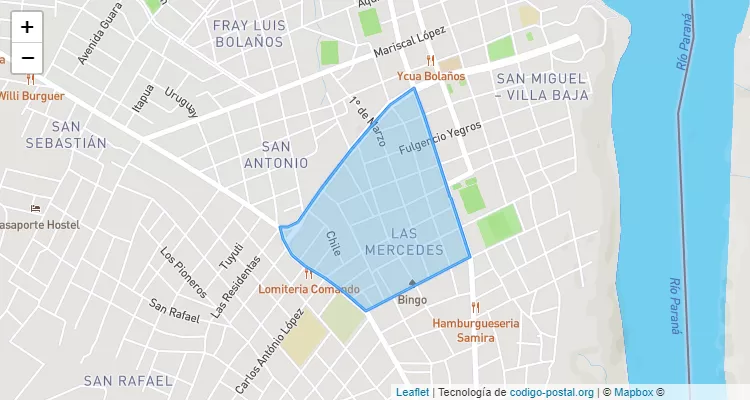 Código Postal Las Mercedes, Presidente Franco - Alto Paraná