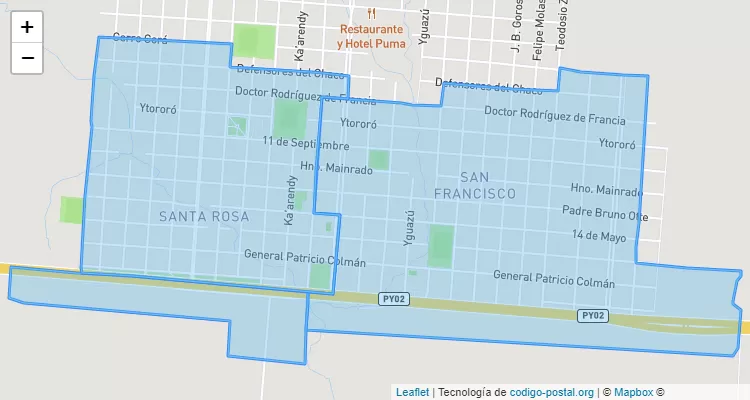 Código Postal San Francisco, Dr. Juan León Mallorquín - Alto Paraná