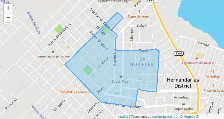 Código Postal Nuestra Sra de la Asunción, Hernandarias - Alto Paraná