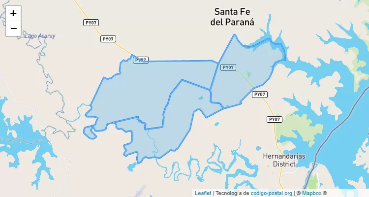 Código Postal Mandu`ara, Hernandarias - Alto Paraná