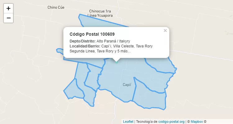 Código Postal Villa Celeste, Itakyry - Alto Paraná