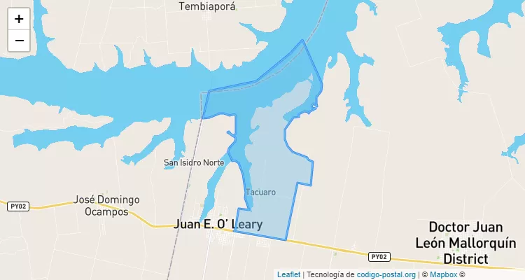 Código Postal Tacuara Norte, Juan E. O`leary - Alto Paraná