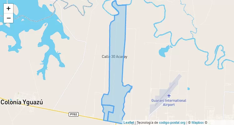 Código Postal Calle 30 Acaray, Minga Guazú - Alto Paraná
