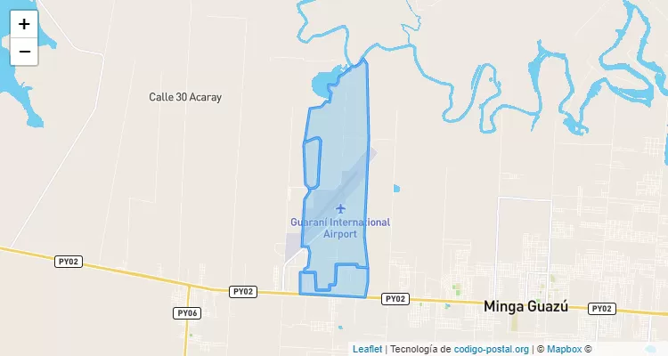 Código Postal Calle 24 Acaray, Minga Guazú - Alto Paraná