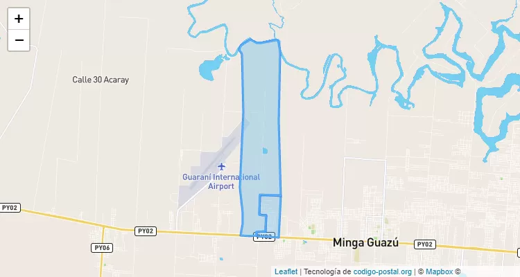 Código Postal Calle 22 Acaray, Minga Guazú - Alto Paraná