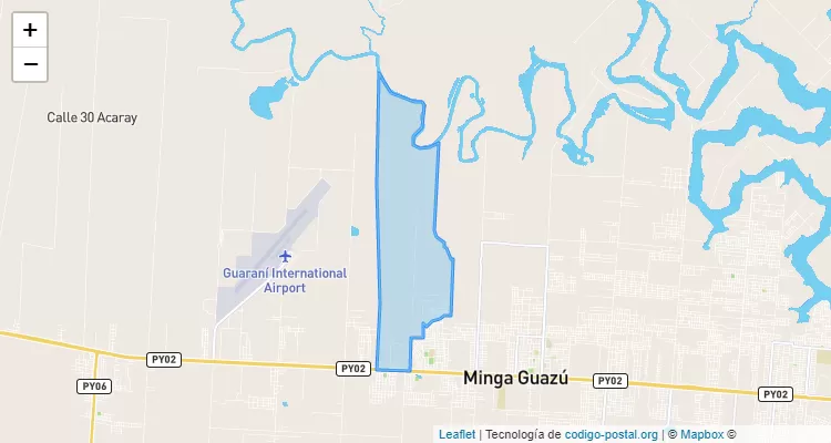 Código Postal Calle 20 Acaray, Minga Guazú - Alto Paraná