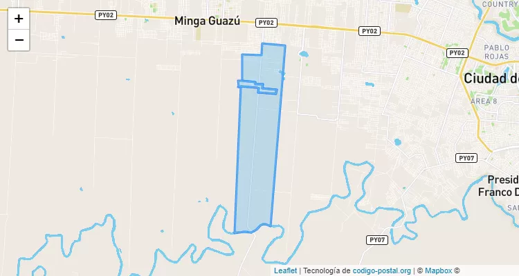 Código Postal Calle 14 Monday, Minga Guazú - Alto Paraná