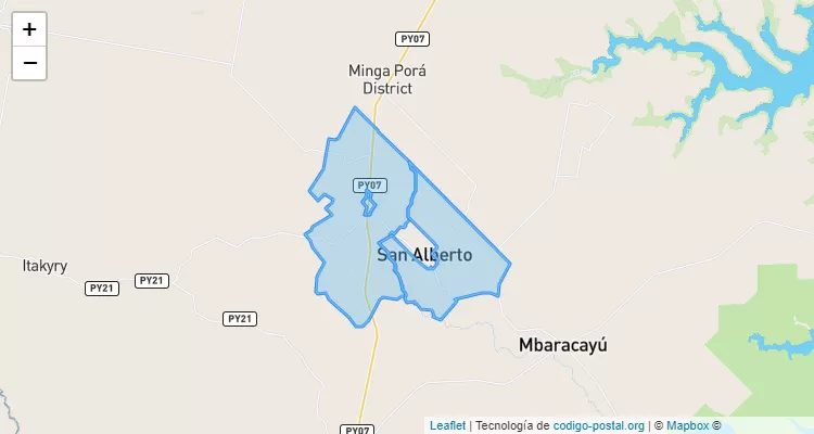Código Postal Cruce San Alberto, San Alberto - Alto Paraná