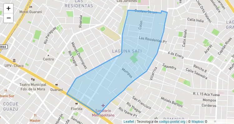 Código Postal Laguna Sati, Fernando de la Mora - Central