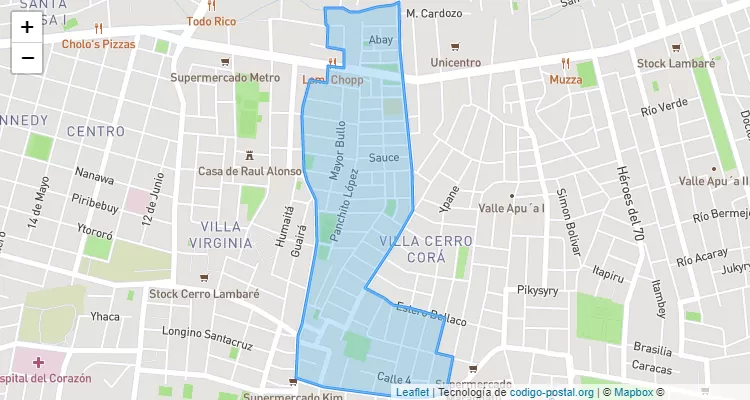 Código Postal Villa Cerro Cora, Lambaré - Central