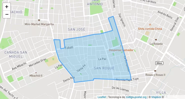 Código Postal San Roque González de Santa Cruz, Lambaré - Central