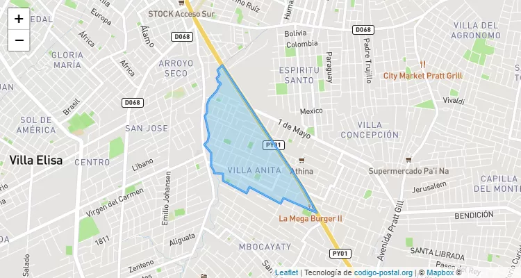 Código Postal Villa Anita, Ñemby - Central