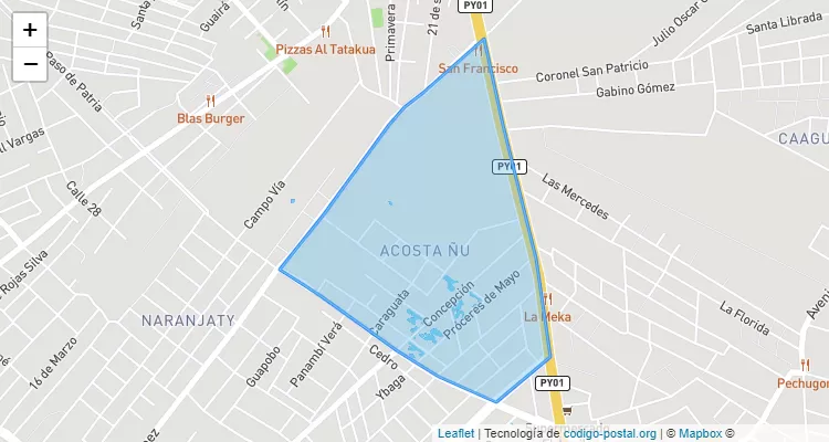 Código Postal Acosta Ñu, San Antonio - Central