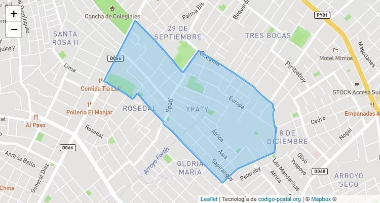 Código Postal Ypati, Villa Elisa - Central