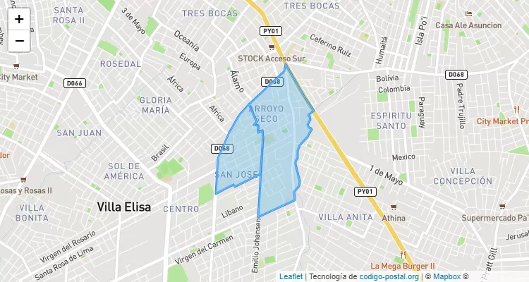 Código Postal San José, Villa Elisa - Central