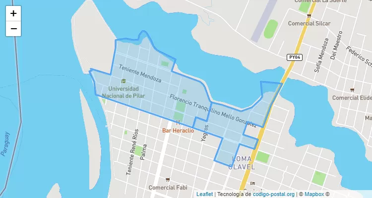 Código Postal 12 de Octubre, Pilar - Ñeembucú