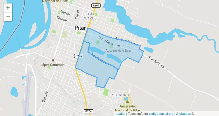 Código Postal 8 de Diciembre, Pilar - Ñeembucú
