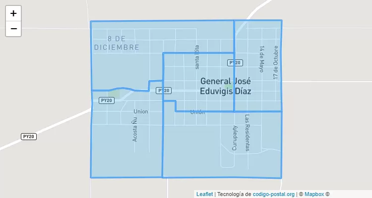 Código Postal Centro, Gral. José Eduvigis Díaz - Ñeembucú