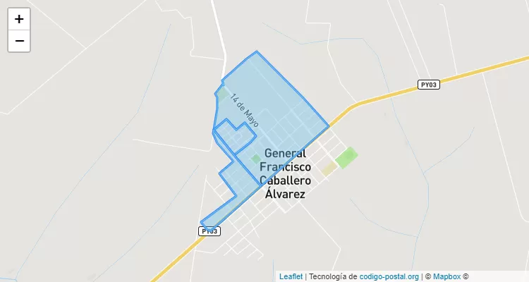 Código Postal Asentamiento Urbano, Francisco Caballero Alvarez - Canindeyú