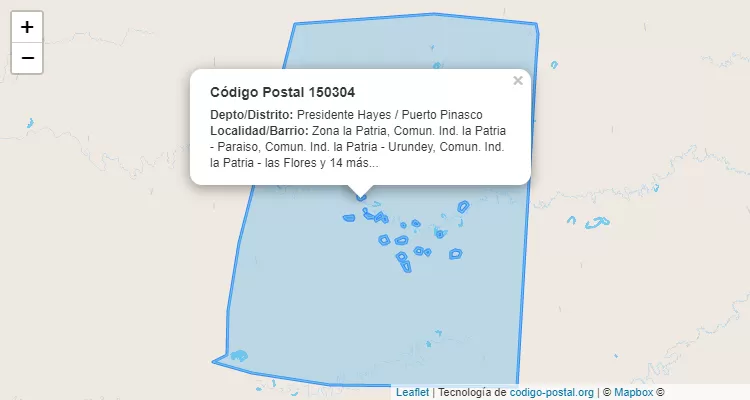 Código Postal Zona la Patria, Puerto Pinasco - Presidente Hayes