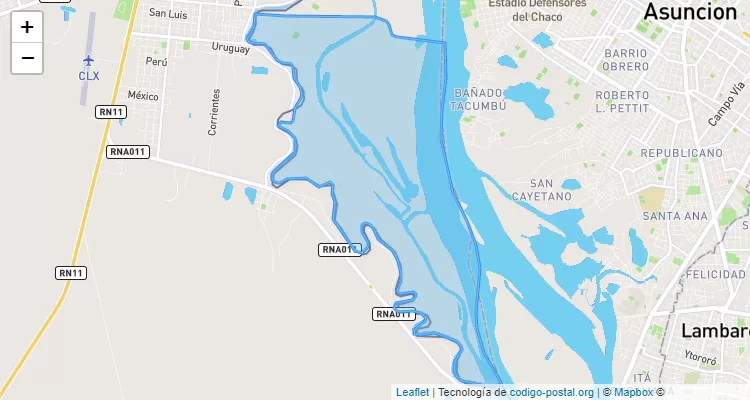 Código Postal Zona Beterete Kue, Villa Hayes - Presidente Hayes