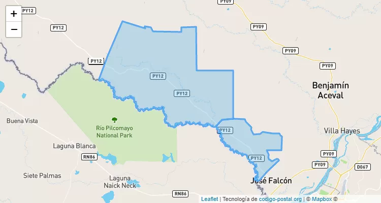 Código Postal Zona Pariri, José Falcón - Presidente Hayes