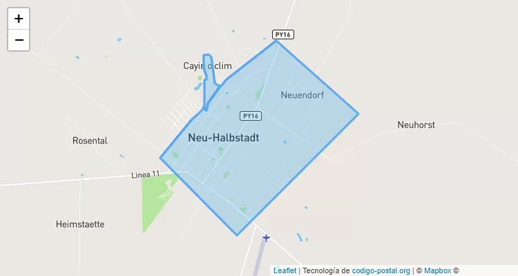 Código Postal Neuland Sub-Urbano, Mariscal José Félix Estigarribia - Boquerón